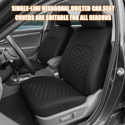 Car Seat Cover Full Sets, Polyester Foam Breathable Vehicle Split Front Rear Seat Protectors, Waterproof Automotive Interior Chair Cushion Pad Accessories, Universal Fit (Black) - color: Black