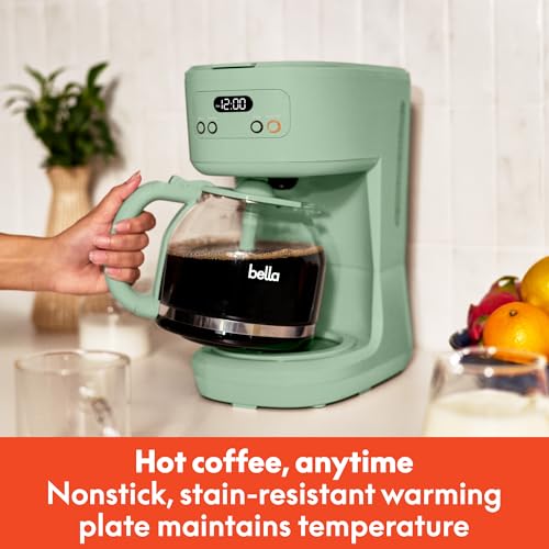 bella 12 Cup Programmable Coffee Maker, Reusable Dishwasher Safe Accessories, Easy LCD display, Auto Shutoff, 900 watt, Seaglass - color: Seaglass