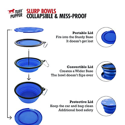 Tuff Pupper SuperBigSlurp Collapsible Dog Bowls, Extra Large Capacity, Portable, Food Safe, Odorless, Non-Toxic Silicone - color: Nebulas Blue