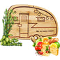 RV Cutting Board Campsite Retro Happy Camper Bamboo Wood Camper Chopping Board Perfect Funny Serving Tray for Vegetables Fruit Cheese, RV Camper gifts,Home Deco - style: RV