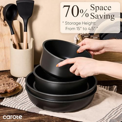 CAROTE 31pcs Nonstick Pots and Pans Set with Baking Pans Set, Cookware Sets with Detachable Handle, Kitchen Cooking Set - Camping Cookware, Dishwasher & Oven Safe, Induction Compatible - color: Black, size: 31 Piece