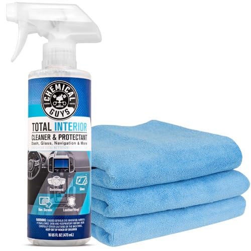 Chemical Guys Total Interior Cleaner and Protectant, 16 Fl Oz + 3 Pack of Microfiber Towels (Safe for Cars, Trucks, SUVs, Jeeps, Motorcycles, RVs & More) - size: 16 Fl Oz (Pack of 1)