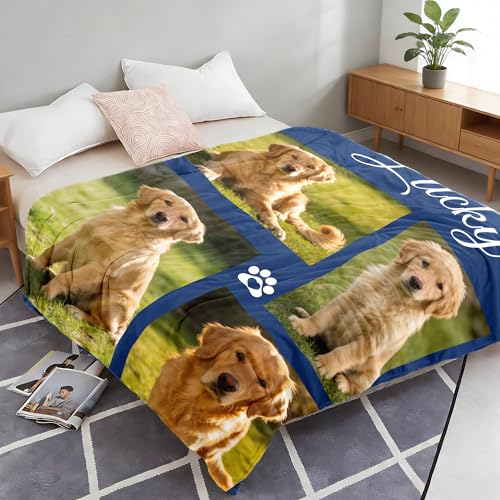 Custom Dog Blanket with Photo, Personalized Pet Memorial Gift, Personalized Pets Pictures Blanket with Name, Pet Lover Pets Memorial Gifts for Dogs, Customized Puppy Bereavement Passing Away Gifts - color: Design15