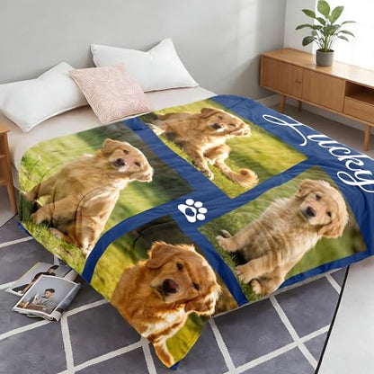 Custom Dog Blanket with Photo, Personalized Pet Memorial Gift, Personalized Pets Pictures Blanket with Name, Pet Lover Pets Memorial Gifts for Dogs, Customized Puppy Bereavement Passing Away Gifts - color: Design15