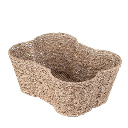 OtterPets Dog Toy Basket, Bone Shaped Dog Toy Bin, Handmade Pet Organizer And Storage, Toy Box for Cats, (17x13 Seagrass) - size: Medium (17x13")