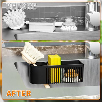 SUOXING Rustproof Sponge Holder for Kitchen Sink,2-in-1 Dish Wand Holder with Suction Cup and Adhesive for Scrub Brush,Scrubber,Dish Sponge,Spinge Holder,In Sink Organizer & Basket Accessories,Plastic - style: Inside Sink