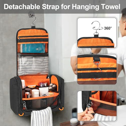 Tactical Toiletry Travel Bag for Men, Hanging Dopp Kit Hygiene Bag Shower Organizer with Hook for Toiletries and Shaving Care, Black (Empty Bag) - color: Black