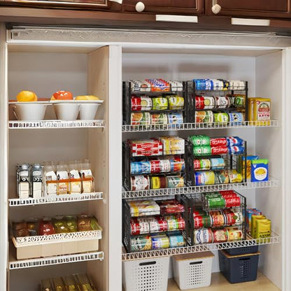 3 Tier Stackable Can Rack Organizer for Pantry, Adjustable Can Holder for Various Ounce of Canned Food Soup Goods Soda Drink, Rolling Tiered Can Dispenser for Kitchen Cupboard Cabinet, 2 Pack - style: 3-Tier 2-Pack