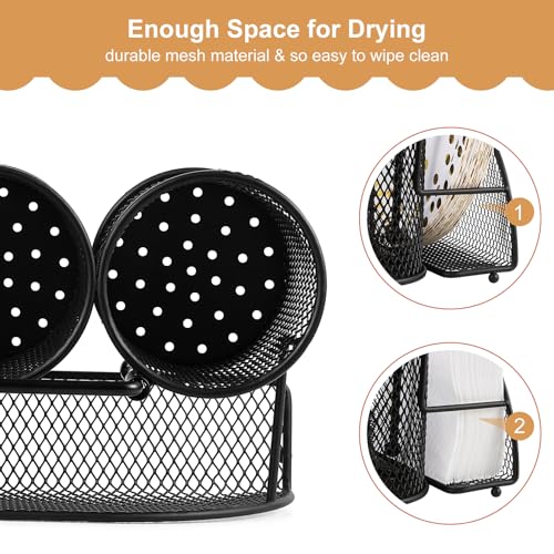 DTICON Utensil Organizer Silverware Caddy - Utensil Holder for Party Metal Cutlery Organizer Silverware Storage for Picnic Camping Buffet Kitchen Table (Black)