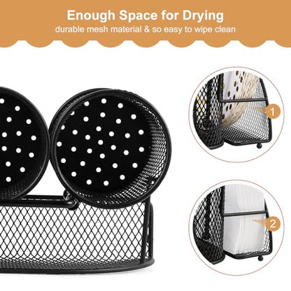 DTICON Utensil Organizer Silverware Caddy - Utensil Holder for Party Metal Cutlery Organizer Silverware Storage for Picnic Camping Buffet Kitchen Table (Black)