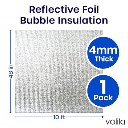 Reflective Window Insulation Foil, Double Side Aluminum Foil Bubble Insulation for Windows, RVs, Garages Door (48in x 10ft) - size: 48in x 10ft