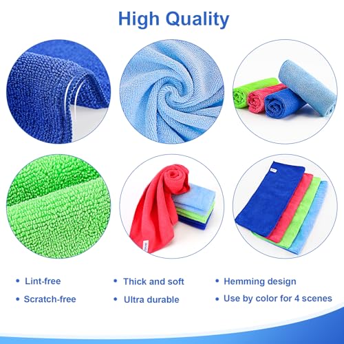 12Pcs Premium Microfiber Cleaning Cloth, Highly Absorbent Household Cleaning Supplies - for Kitchen Towels, Dish Cloths, Dust Rag