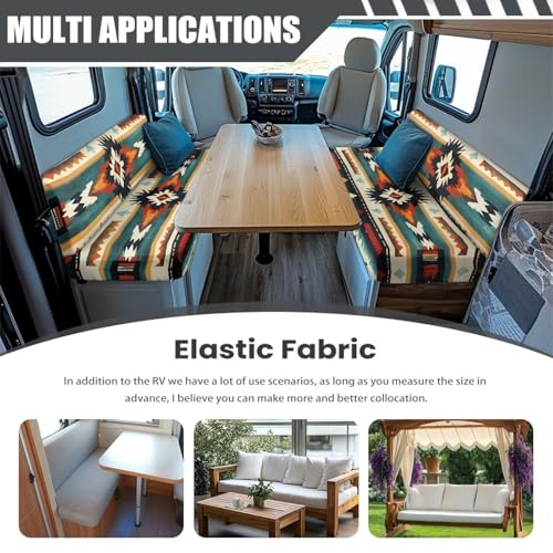 RV Dinette Cushion Covers Aztec Geometric Camper Cushion Covers Dinette Booth Set South Western RV Seat Covers for Travel Trailer Couch Sofa,1 Bench Cover and 1 Backrest Cover - color: Aztec Geometric