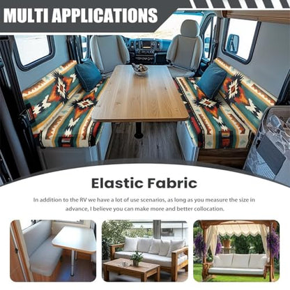 RV Dinette Cushion Covers Aztec Geometric Camper Cushion Covers Dinette Booth Set South Western RV Seat Covers for Travel Trailer Couch Sofa,1 Bench Cover and 1 Backrest Cover - color: Aztec Geometric