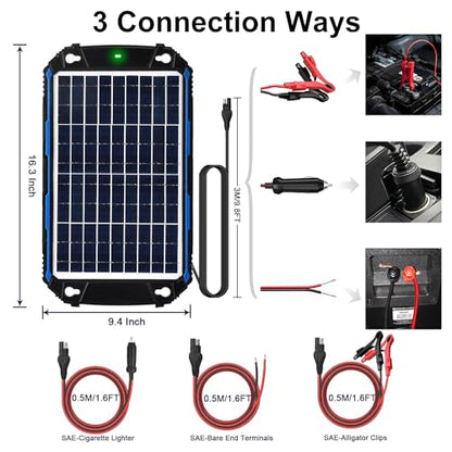 SUNER POWER Waterproof 10W 12V Solar Battery Charger & Maintainer Pro, Built-in UltraSmart MPPT Charge Controller, 10 Watt Solar Panel Trickle Charging Kits for Car Automotive Boat Marine RV Trailer - size: BC-10W Pro