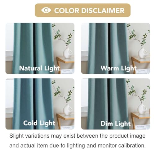 H.VERSAILTEX Linen Look 100% Blackout Curtains 45 Inches Long for Bedroom Full Light Blocking Rod Pocket 42 Inches Wide Linen Textured Thick Window Curtain Drapes with White Backing, Teal, 2 Panels - color: Teal, size: 42"W x 45"L (Pack of 2)