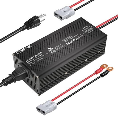 12V 20A Lithium Battery Charger 14.6V LiFePO4 Battery Charger with Anderson Connector LED Indicator for Deep Cycle Battery in RV,Homes and Solar Systems - size: 14.6V 20AH charger