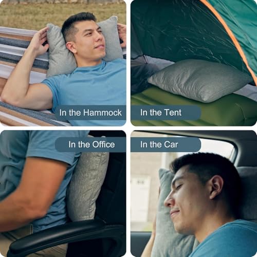 ACCURATEX Camping Pillow-100% Cotton Breathable Cover,Shredded Memory Foam Compressible Travel Pillow,Camping&Travel Accessories-Small Backpacking Pillow Camping Essentials for Sleeping - color: Purple