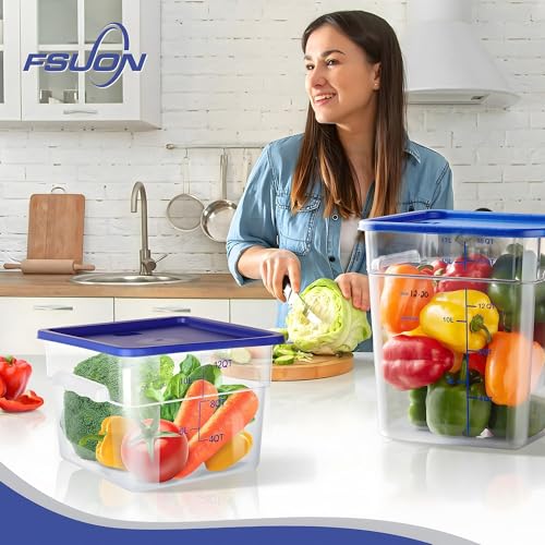 4 Pack Clear Food Storage Containers with Lids and Handles Polycarbonate Square Commercial Food Containers, NSF (12Qt) - color: 12Qt