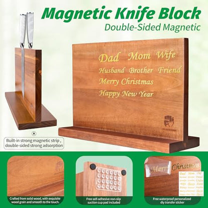 FULLHI 15pcs Japanese Knife Set with Magnetic Knife Block Holder, Stainless Steel Blades, White Resin Ergonomic Handles for Professional and Home Cooking - color: White, size: Magnetic Block Knife set