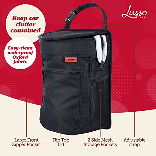 Lusso Gear Spill-Proof Car Trash Can - Leakproof Liner & Flip-Top Lid Auto Trash Can - Hangs in Trucks & SUVs as Trunk Organizer - 2.5-Gal Mesh Pockets for Camper Accessories - 2.5 Gal, Gray, Round - color: 1-Pack Gray, style: 2.5 Gal