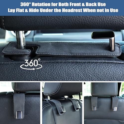 Amooca Car Seat Back Hook Universal Auto Storage Hanger Suede with Metal Car Seat Organizer for Handbag Purse Coat Umbrellas Grocery Bags 2 Pack Gray - color: Gray