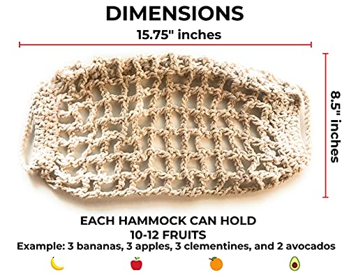 Hanging Fruit Hammock Under Cabinet - 1 Macrame Fruit Hammock with 2PCS Hooks - Handwoven Cotton Basket Storage for Produce, Banana - Boho Kitchen Decor for More Counter Space at Home Boat Camper RV