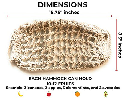 Hanging Fruit Hammock Under Cabinet - 1 Macrame Fruit Hammock with 2PCS Hooks - Handwoven Cotton Basket Storage for Produce, Banana - Boho Kitchen Decor for More Counter Space at Home Boat Camper RV