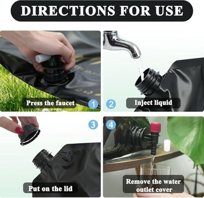 Collapsible Water Container 2 Pack 2 Gallon (8L Each), Foldable Water Storage Bags with Spigot, BPA Free Portable Water Tank for Camping, Emergency Supply, RV, Hiking (Black) - color: Black 2-Pack