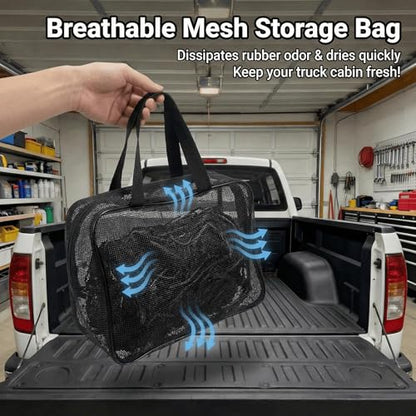 Heavy Duty Latex Cargo Net for Pickup Truck Bed 4'x6' (Stretches to 8'x12'), Bungee Mesh Truck Tie Down Net with 10 Metal Carabiners, 16ft Strap & Breathable Storage Bag - size: Medium 1.2x1.8m