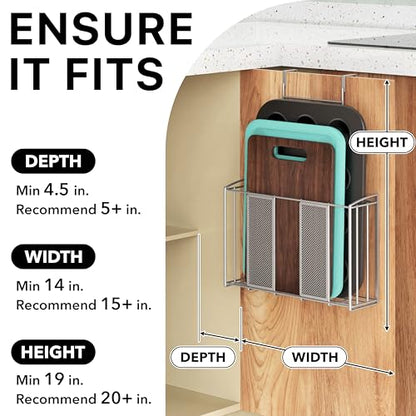 Simple Houseware Over Cabinet Door Organizer, 12.5"Wx3.75"Dx18"H, Mesh Silver - color: Silver