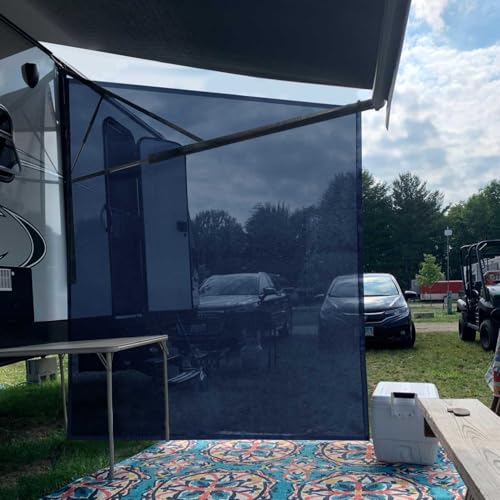 Tentproinc RV Awning Side Sun Shade Screen 9'X7' Mesh Sunshade for Motorhome Camping Trailer Awning Sunscreen Screenshade Block UV Glare Sunblocker - 3 Year Warranty (Navy Blue) - color: Navy Blue