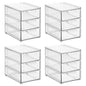 mDesign Plastic Stackable Organizer with 3 Drawers - Pull-Out Drawer Storage Bin for Bathroom Sink/Cabinet Organization - Perfect for Makeup, Small Towels, and More - Lumiere Collection, 4 Pack, Clear - size: 8 x 6 x 8 (Pack of 4)