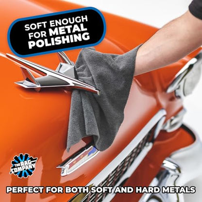 The Rag Company - The Miner - Professional Metal Polishing Microfiber Towels for Cars; Safe on High-End Wheels and Soft Metals, 70/30 Blend, Dual-Pile, 365GSM, 16in x 16in, Grey (10-Pack) - color: Miner