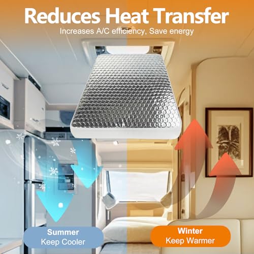 SheeChung RV Vent Insulator, 22″x14″x3″ RV Skylight Cover with Reflective Surface | Energy Saving & Reduce Heat Transfer | Skylight Shade Universal for Camper Trailer Vent - 1 Pack - size: 22 x 14 Aluminum