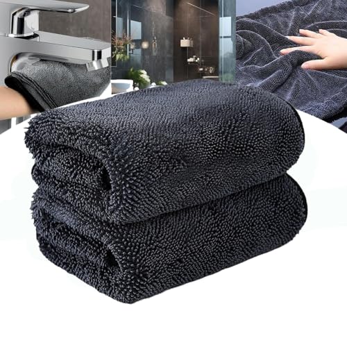 Shiny Microfiber Wipes Bath Shower Cleaning Cloths, 1300gsm Super Absorbent Microfiber Bath Towels, for Bathroom, Car and Home Toilet (2Pcs-Double Pile(23.62 * 15.75in)) - color: 2pcs-double Pile(23.62*15.75in)