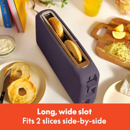 bella 2 Slice Slim Toaster, Fits-anywhere™ Kitchenware, 6 Setting Shade Control with Reheat & Cancel Buttons, Fits sourdough, 10” Long Slot, Anti Jam & Auto Shutoff, 900 Watt, Plum - color: Plum, size: 2 Slice