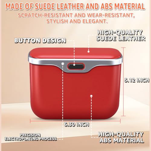 HOLDCY Car Trash Can, Waterproof Multi‑Functional Auto Trash Bin for Door/Console/Seat Back, Universal Vehicle Garbage Can for Car/Truck/SUV Drivers (Red) - color: Red