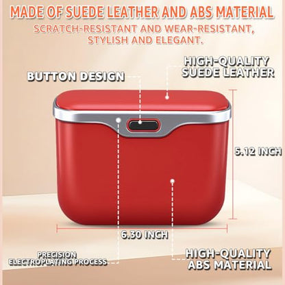 HOLDCY Car Trash Can, Waterproof Multi‑Functional Auto Trash Bin for Door/Console/Seat Back, Universal Vehicle Garbage Can for Car/Truck/SUV Drivers (Red) - color: Red