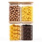 SHOWIN Glass Food Storage Jars Square 37oz, 4 Pack Glass Jars With Bamboo Lids, Kitchen Storage Containers For Spice, Candy, Cookie, Storage For Pantry Organizers
