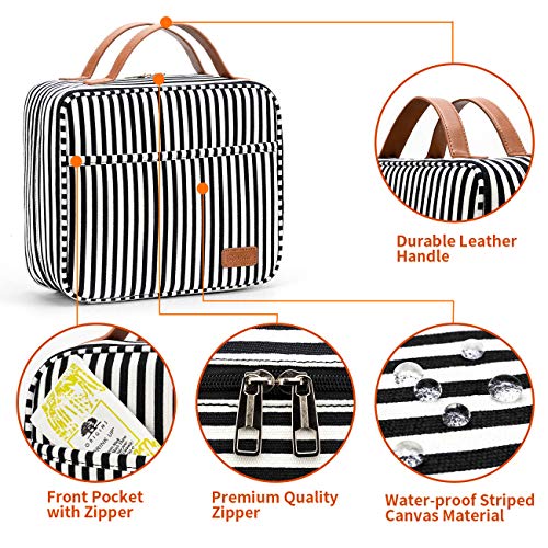 Bosidu Hanging Travel Toiletry Bag,Large Capacity Cosmetic Travel Toiletry Organizer for Women with 4 Compartments & 1 Sturdy Hook,Perfect for Travel/Daily Use/Christmas - color: M-black