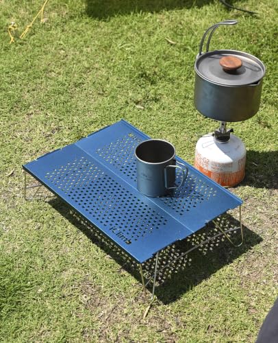 iClimb Mini Solo Folding Table Ultralight Compact for Backpacking Camping Hiking Beach Picnic (Blue - S) - color: Blue, size: Small