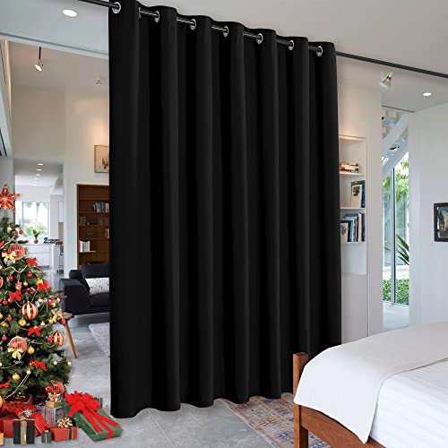 RYB HOME Blackout Curtains Soundproof Energy Saving Insulating Privacy Room Divider Curtains for Patio Sliding Glass Door Living Room Garage Home Theatre Large Window, W 150 x L 90 inches, Black - color: Black, size: 150"W x 90"L (Pack of 1)