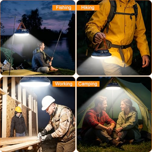 CREATE BRIGHT Camping Lights, Tent Lights for Camping, Rechargeable LED Camping Lantern with 4 Light Modes & Tripod Mount , Waterproof Tent Light for Emergency, Outdoor, Photography, Repair, Hurricane - color: navy blue