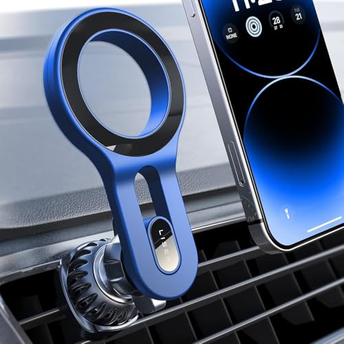 LISEN for MagSafe Car Mount, 2026 Magnetic Phone Holders for Car Air Vent Phone Mount [Ultra-Magnetic] Hands Free Cell Phone Holder Car Accessories for Men Women fit iPhone 17 16 15 14 13 Pro-Blue - color: Blue