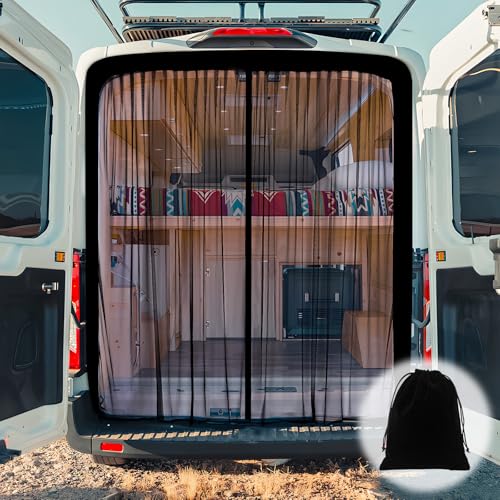 XCBYT Van Bug Screen for Rear Door | Magnetic Closure Window Screen for Camping | Van Life Essentials | Universal Fit for Standard Roof Mercedes Sprinter, Ford Transit & RAM ProMaster (65” H x 65” W) - size: Rear Door-Middle (65" H × 65" W)