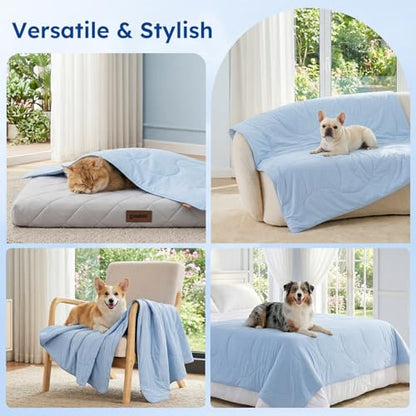 ZOMISIA Premium Cooling Blanket for Medium Dogs - Q-MAX>0.5 Breathable Washable Dog Cooling Mat, Travel Soft Pet Summer Essentials, Blue, 30"x40" - color: Blue, size: M(30x40")