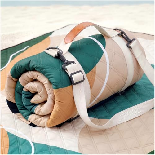 Genovega Waterproof Beach Blanket Picnic Outdoor Mat Rug Adult Men Guy Him Brother Dad Boyfriend Uncle Niece Best Friend Friendship Grandpa Grandfather Husband Son in Law Happy Birthday Unique Gift - color: Wave Yellow