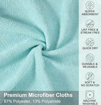 UPSTAR Microfiber Cleaning Cloth, Reusable Paper Towels Rolls, 50 Packs 12x12 inch Cleaning Rags for Washing Dishes, Kitchen, Bathroom, Car, Blue - color: Blue