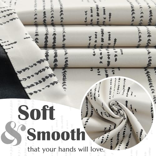 jinchan 95% Blackout Boho Kitchen Curtains 36 Inches Cafe Tier Curtains Bohemian Small Drapes for Bedroom RV Basement Half Window Room Darkening Thermal Insulated 2 Panels Black on Beige - color: 95% Blackout | Black on Beige, size: 25"W x 36"L (Pack of 2